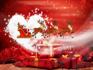 Santa Claus repartiendo regalos la noche de Navidad