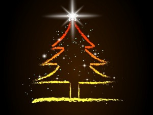 Postal: Árbol de Navidad con una brillante estrella