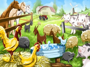 Postal: Animales en la granja