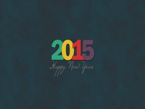 Postal: ¡Feliz Año Nuevo 2015! de colores en fondo oscuro