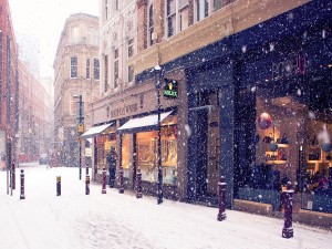 Nieva en una ciudad