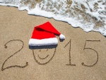 Año Nuevo 2015 escrito en la arena