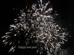 Postal: Fuegos artificiales y Happy New Year