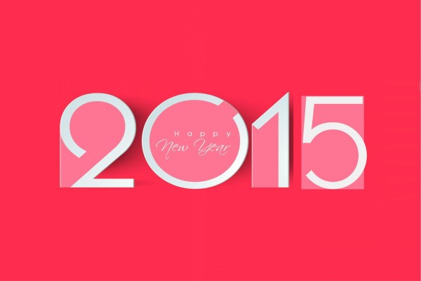Feliz Año Nuevo 2015 en fondo rosa