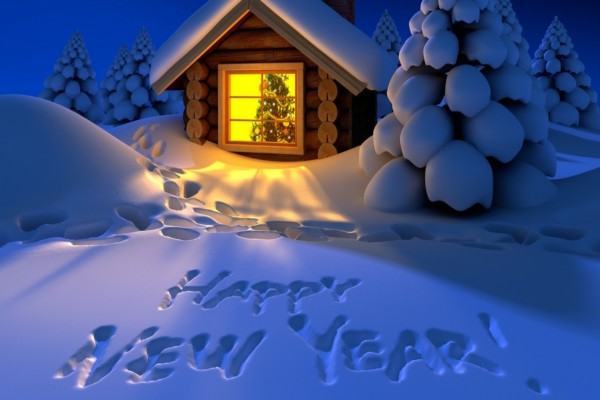 ¡Feliz Año Nuevo! escrito en la nieve