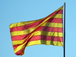 Postal: Bandera de Aragón y Cataluña
