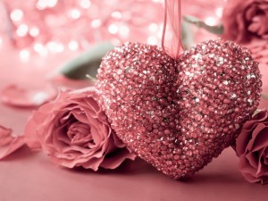 Postal: Romántico corazón y rosas para el Día de San Valentín
