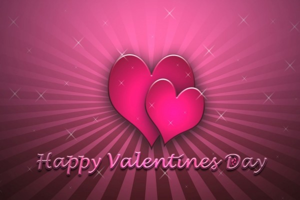 Corazones rosas y Feliz Día de San Valentín