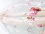 Baño relajante con flores