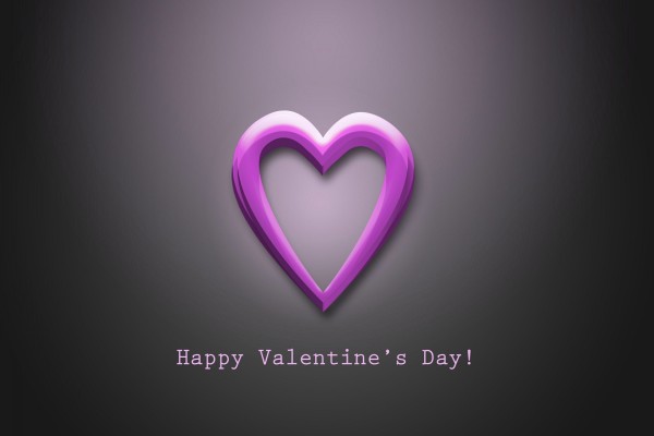 Corazón púrpura y ¡Feliz Día de San Valentín!