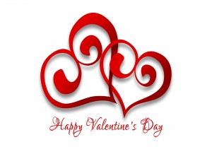 Corazones entrelazados y "Feliz Día de San Valentín"