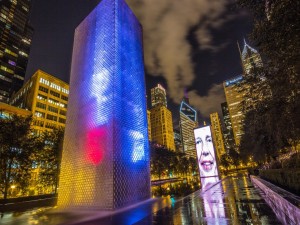 Edificios iluminados en Chicago