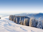 Hermosas vistas desde una montaña cubierta de nieve