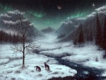 Lobos negros en una noche invernal