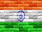 Bandera de la India en una pared de ladrillo
