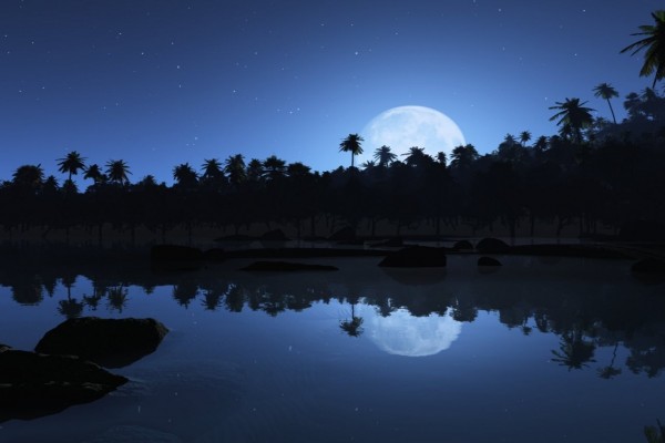 La luna reflejada en el agua