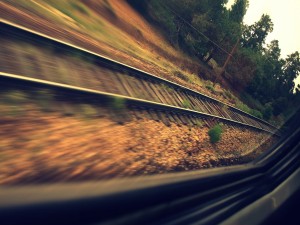 Postal: Viajando en tren
