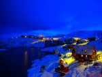Noche fría de invierno en Noruega