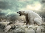 Un oso polar sobre bloques de hielo