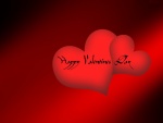 Feliz Día de San Valentín en dos corazones rojos