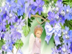 Un tierno angelito entre flores