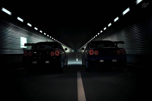 Dos coches en un túnel