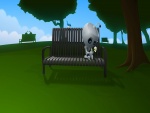 Un robot esperando a su amor sentado en un banco