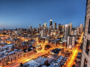 Postal: Vista de los rascacielos de Chicago