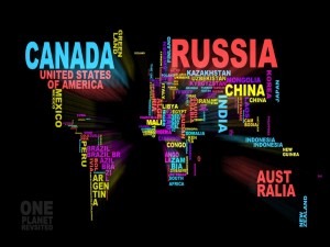 Mapa mundi formado con los nombres de los países