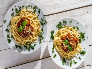 Postal: Espaguetis con albóndigas