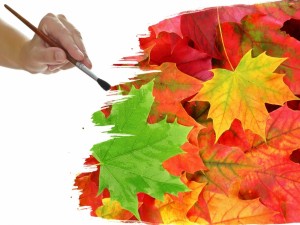 Postal: Pintando hojas de otoño
