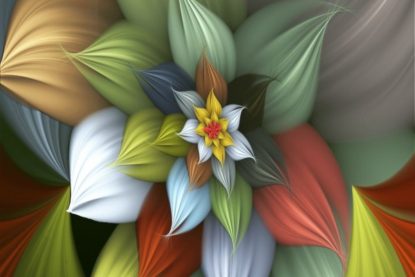 Una gran flor con pétalos de colores
