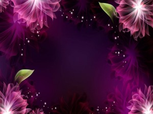 Marco de flores sobre fondo púrpura