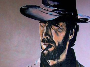 Postal: Retrato de Clint Eastwood en "El bueno, el feo y el malo"