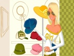 Una mujer comprando sombreros