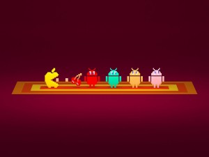 Pac-Man Apple y logos de Android