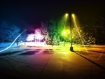 Noche de color en un aparcamiento