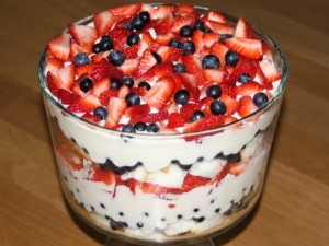 Postal: Un rico postre de yogur y frutos rojos