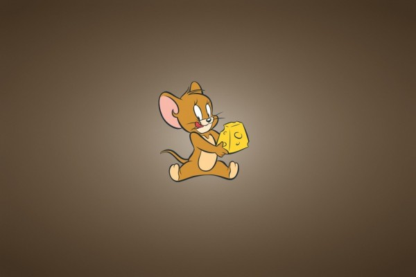 Jerry feliz con un pedazo de queso