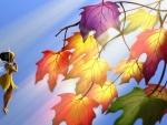 Pequeña hada admirado las hojas de otoño (Tinker Bell)