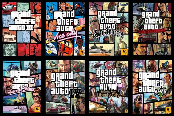 Imagen con ocho sagas de "Grand Theft Auto"