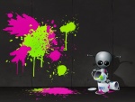 Un robot artista pintando una pared