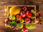 Caja con frutas otoñales