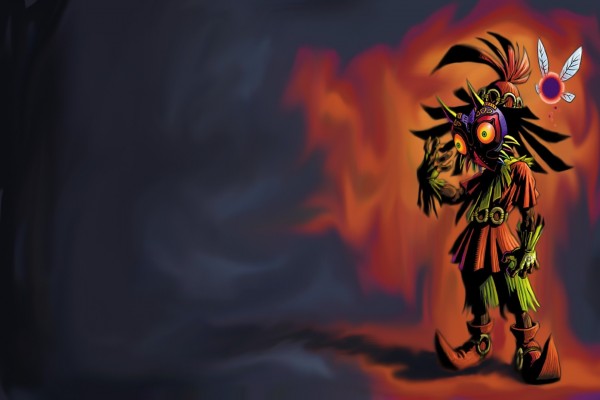 Un Skull Kid con la máscara de Majora "The Legend of Zelda: Majora's Mask"