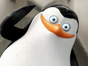 Postal: Dibujo animado de la película "Los Pingüinos de Madagascar"