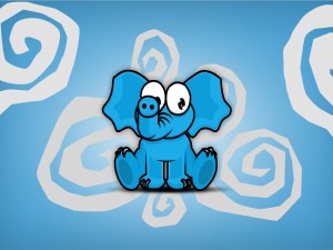 Un pequeño elefante azul