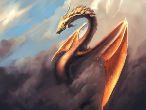 Gran dragón entre las nubes
