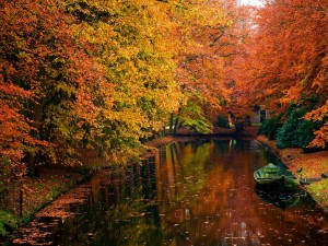 Postal: Los colores del otoño reflejados en el río
