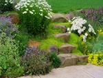 Escaleras de piedra en un bonito jardín