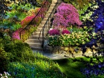 Escaleras en un bonito jardín